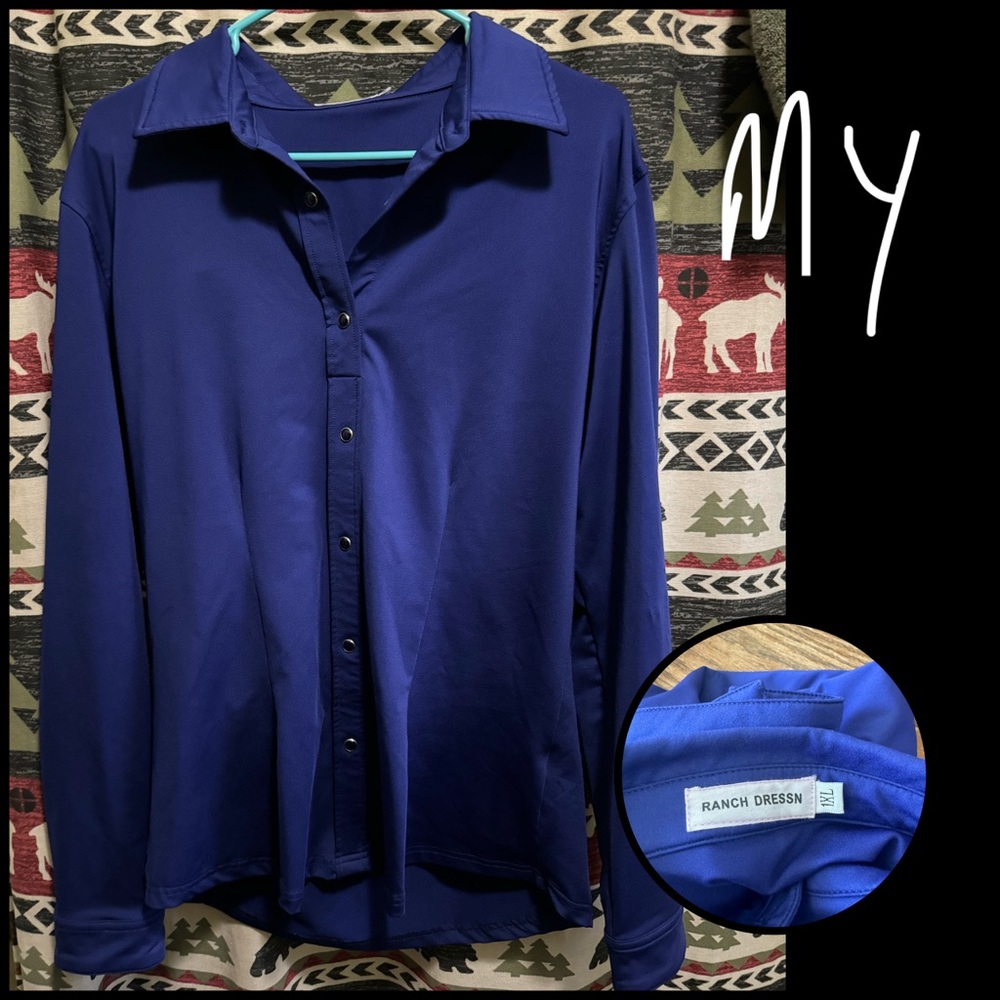 Ranch Dressn Women's Blue Button Down Shirt